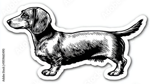 Dachshund standing in side view