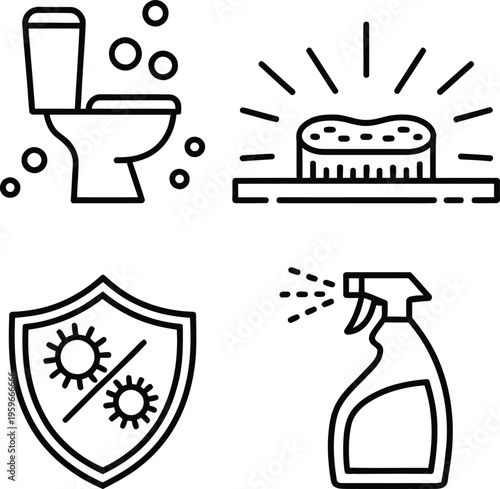 Illustrations of cleaning and hygiene protection methods