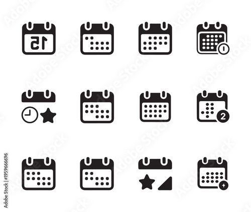 Calendar icons set vector illustration. event schedule reminder planner symbol. business agenda manager organizer