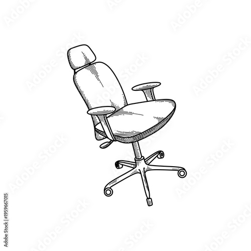 hand drawn flexible office chair line art vector illustration