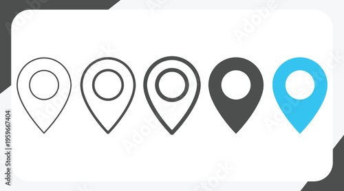 Location pin icon. Minimal map marker vector for navigation apps. Geotag pointer marking place and position symbol. Clean destination point sign pictogram concept.