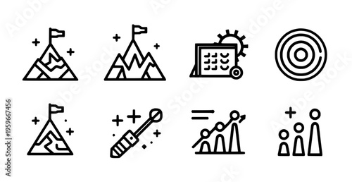 Business strategy and goal achievement icons