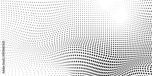 Dotted gradient, fine dotted spray and halftone dotted background, seamless horizontal geometric pattern vector simple