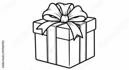 Vector illustration of a neatly wrapped gift box with a large bow on top, perfect for celebrating any special occasion