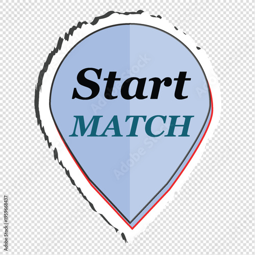 Start match gaming sticker template, banner illustration for creative design, vector