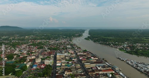 Wallpaper Mural Aerial view of Cotabato City with small houses near the river. Mindanao, Philippines. Torontodigital.ca