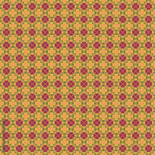 Red Spring and summer Seamless floral Pattern with yellow background: Vector Illustration for Fabric, Clothing, wallpaper, tile floor and fashion Design 