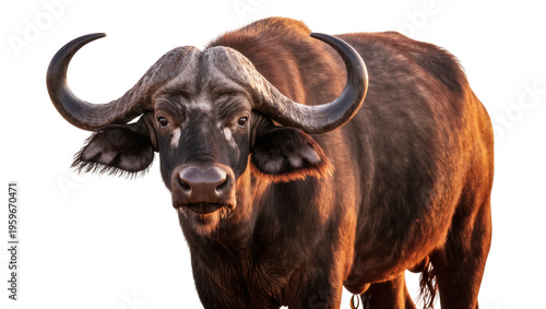 Canvas Print Magnificent Cape buffalo with massive impressive horns staring directly forward, wild animal