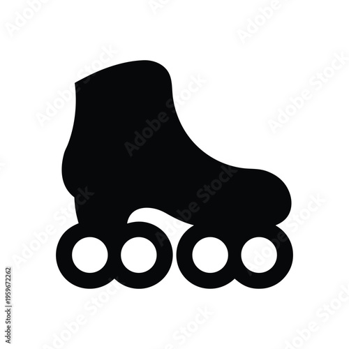 Simple roller skate silhouette, retro aesthetic. isolated on White Background