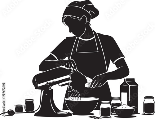 Baking Cake Preparation Silhouette