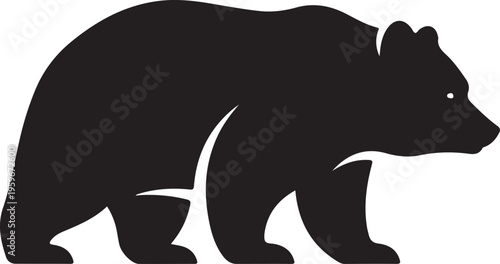 Bear Strong Silhouette Vector Icon.