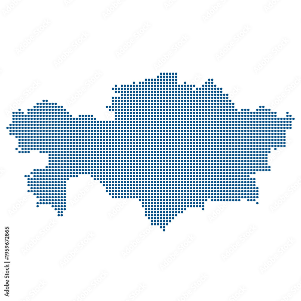 Obraz premium Kazakhstan Dotted Vector Map Blue Tech Connectivity Style with Transparent Background for UI Web