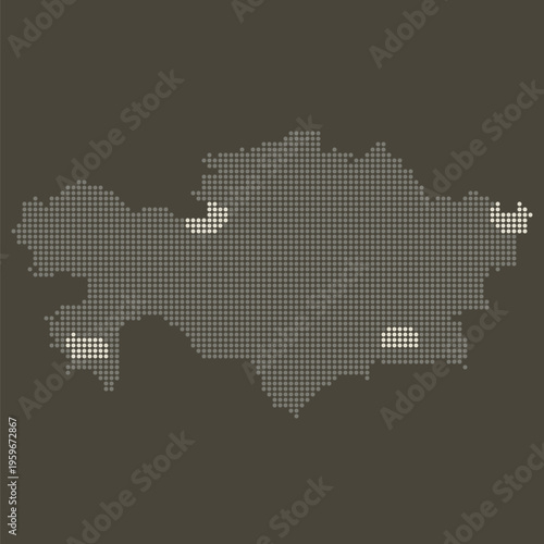 Kazakhstan Dotted Map in Earthy Brown and Gold Luxury Gradient Vector with Glowing Spots