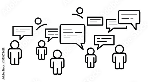 People communication chat bubbles social interaction messaging vector icon set