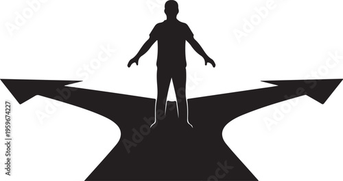 Decision Making Crossroad Human Silhouette