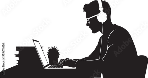 Distance Education Digital Study Silhouette