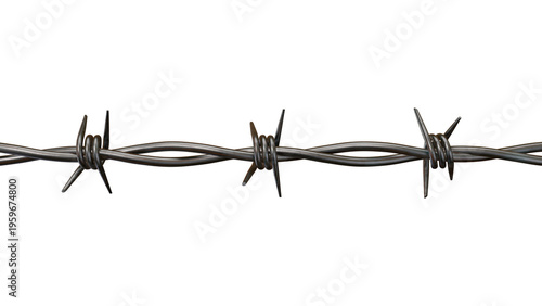 Barbed Wire Frame 3D Render Isolated on Transparent Background