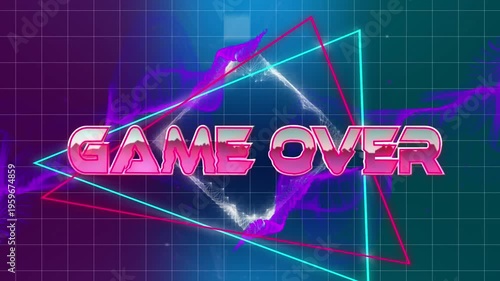 Animation of challenge accepted text over neon triangles