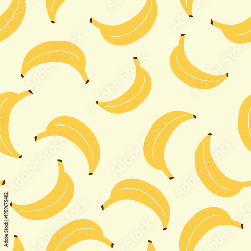 Exotic seamless pattern with yellow bananas on white background. Perfect for packaging, website design, cards and textiles