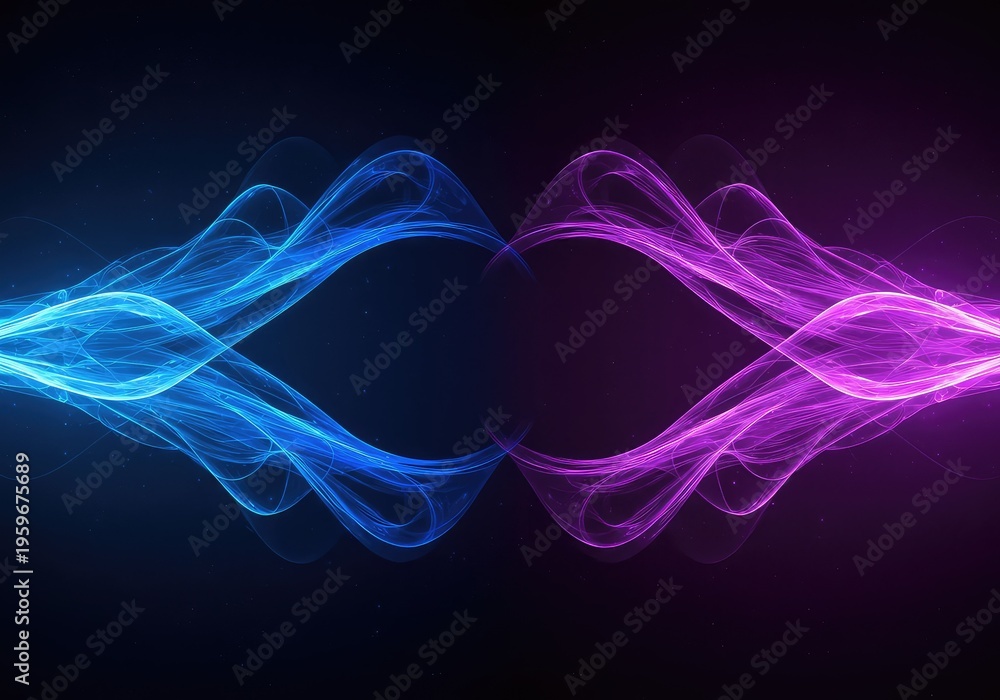 Fototapeta premium Intense abstract digital background featuring echoing blue and purple energy waves flowing outward, representing deep vibrational frequency, echo, technology, energy