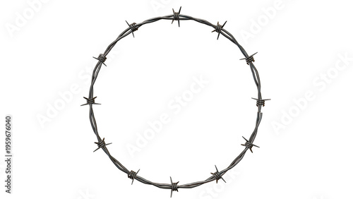Barbed Wire Frame 3D Render Isolated on Transparent Background