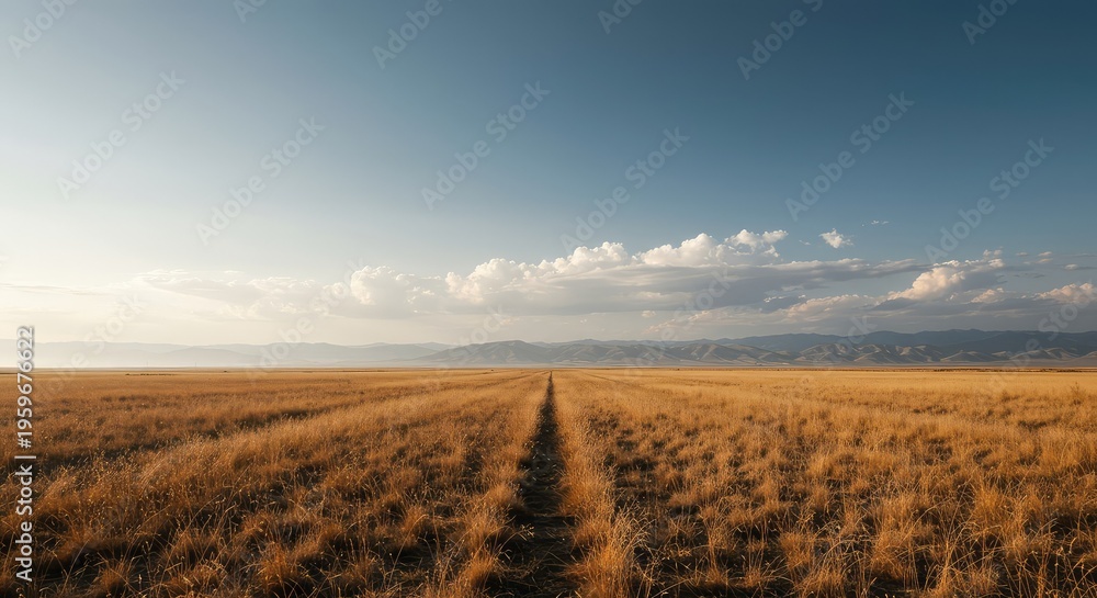 Fototapeta premium Wide open natural space conveying deep silence, void, and vast, echoing emptiness. The landscape is pure, minimal, and completely unresponsive, desolate, chasm, isolated