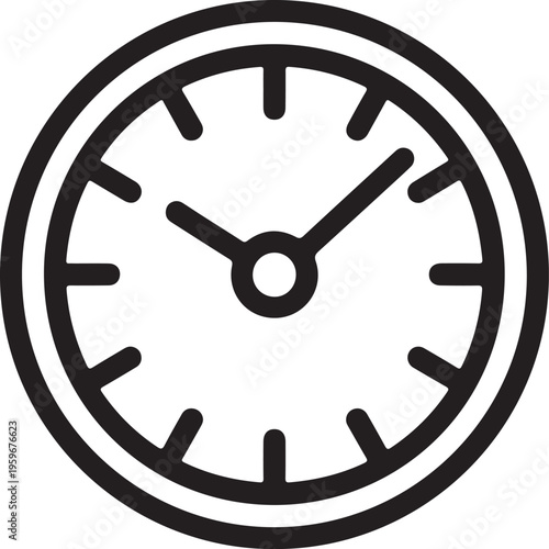 Clock icon simple time measurement symbol, Minimal line icon of a clock, representing time, schedule, punctuality, and daily routines in modern life and productivity concepts.