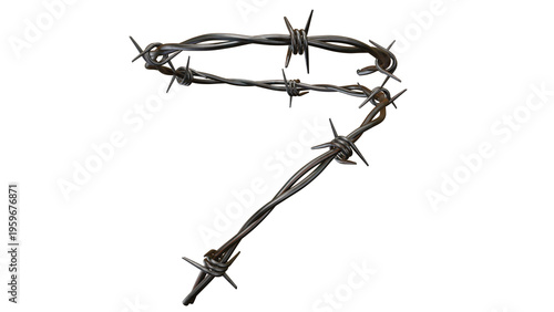 Barbed Wire Frame 3D Render Isolated on Transparent Background