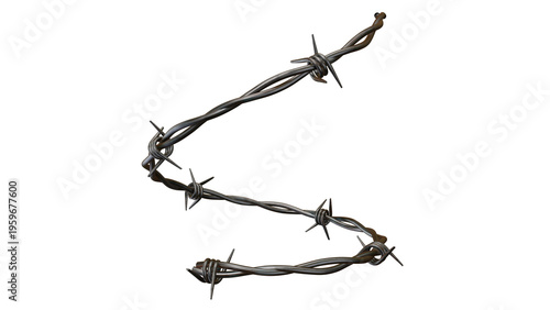Barbed Wire Frame 3D Render Isolated on Transparent Background