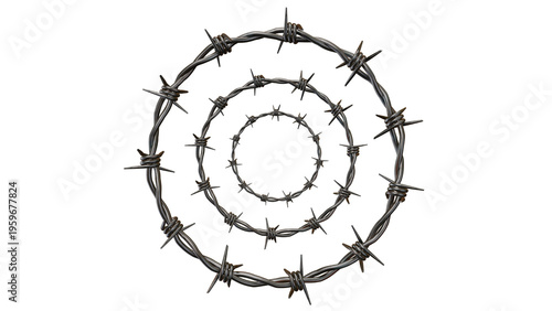 Barbed Wire Frame 3D Render Isolated on Transparent Background