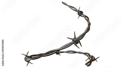 Barbed Wire Frame 3D Render Isolated on Transparent Background
