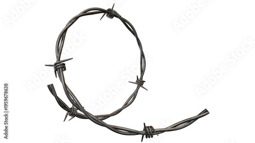 Barbed Wire Frame 3D Render Isolated on Transparent Background