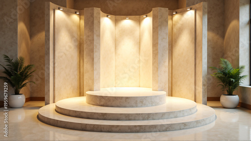 Wallpaper Mural Elegant empty display podium illuminated by spotlights Torontodigital.ca