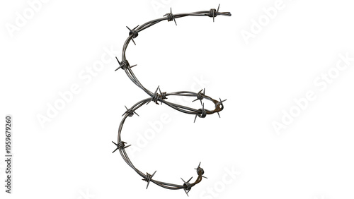 Barbed Wire Frame 3D Render Isolated on Transparent Background