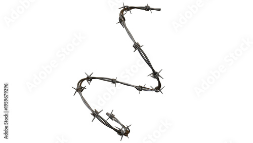 Barbed Wire Frame 3D Render Isolated on Transparent Background