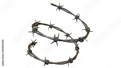 Barbed Wire Frame 3D Render Isolated on Transparent Background
