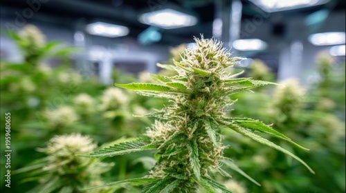 Close-Up of Green Cannabis Plant in Cultivation Environment