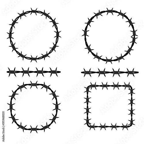 Barbed wire shapes and lines.