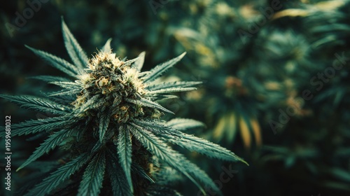 Close-Up Shot of Cannabis Plant with Green Leaves and Buds