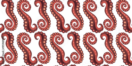 adorable octopus tentacles seamless pattern isolated on white background