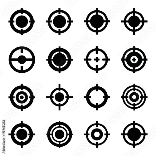 Black and white gun sight icons.