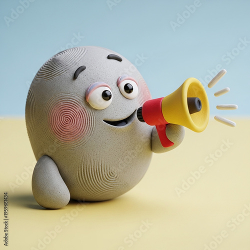 Wallpaper Mural Cute Clay Character Holding Megaphone and Making an Important Announcement Torontodigital.ca