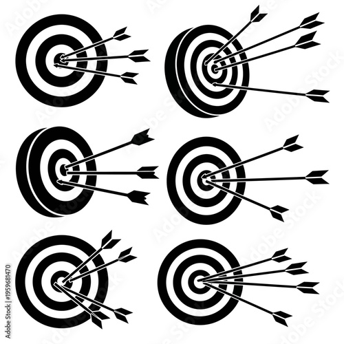 Black and white target with arrows.