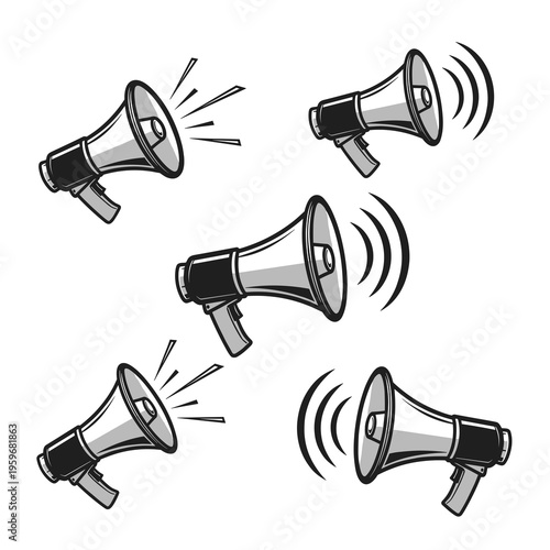 Dynamic Megaphone Illustrations with Sound Waves