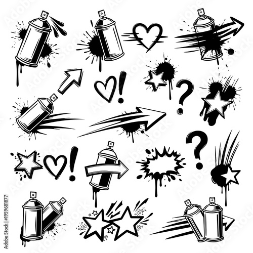 Graffiti Street Art Element Doodle Sketches