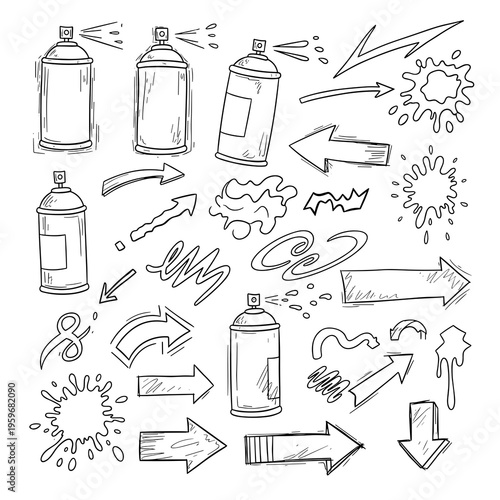 Light Line Art Graffiti and Spray Can Sketches