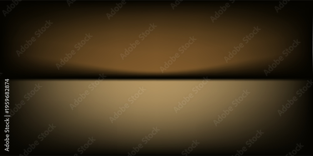 Obraz premium Dark gold gradient background studio with two lights shiny abstract pattern, modern and luxury empty room interior for premium product display lighting.
