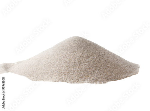 Foto A perfectly isolated heap of fine light beige sand or granular powder, ideal for