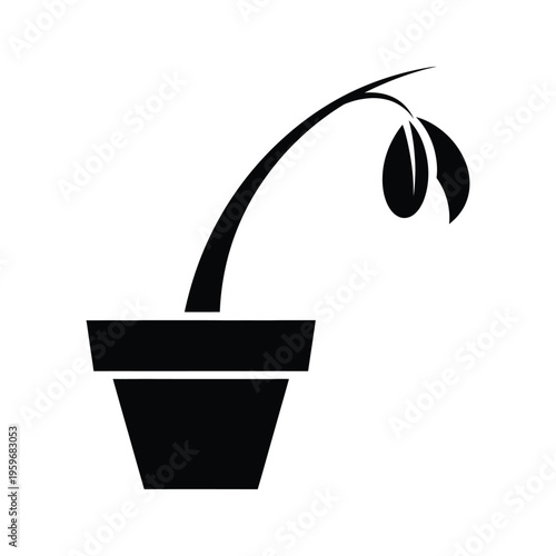 Wilting Plant Potted Growth Decline Commercial Icon