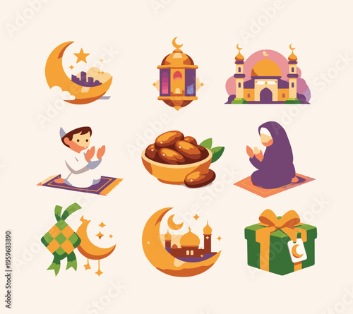 Eid al-Adha Icon Set – Islamic Festival Vector Collection